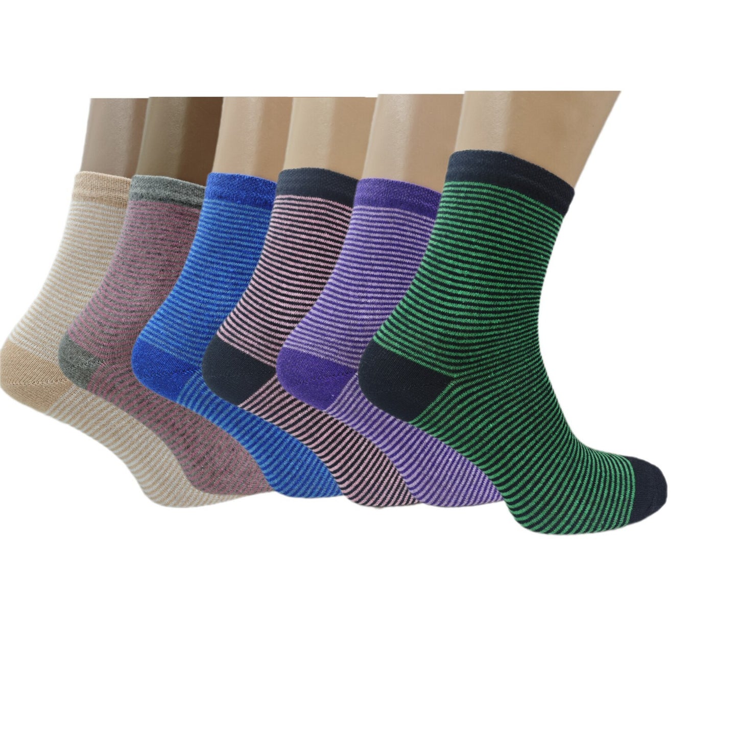 Set of 6 Pairs Women’s Socks with Subtle Striped Patterns – Comfortable & Stylis
