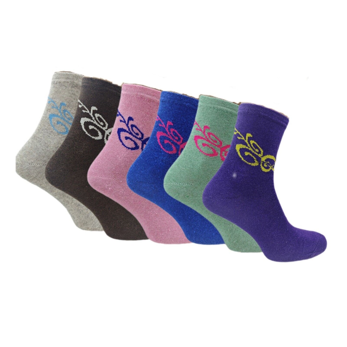 Set of 6 Pairs Women’s Tattoo Pattern Socks – Stylish & Comfortable Crew Socks