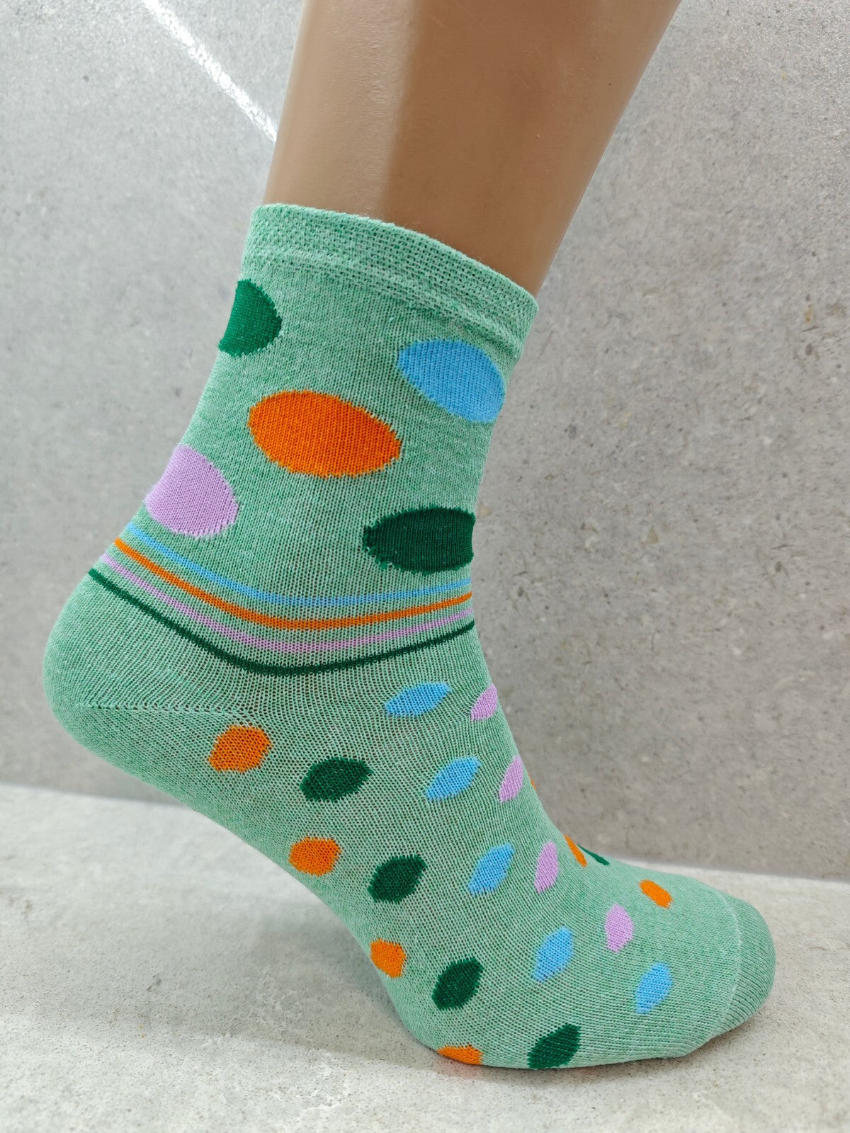 Set of 6 Pairs Women’s Socks – Striped and Bubble Mix Color Print, Stylish