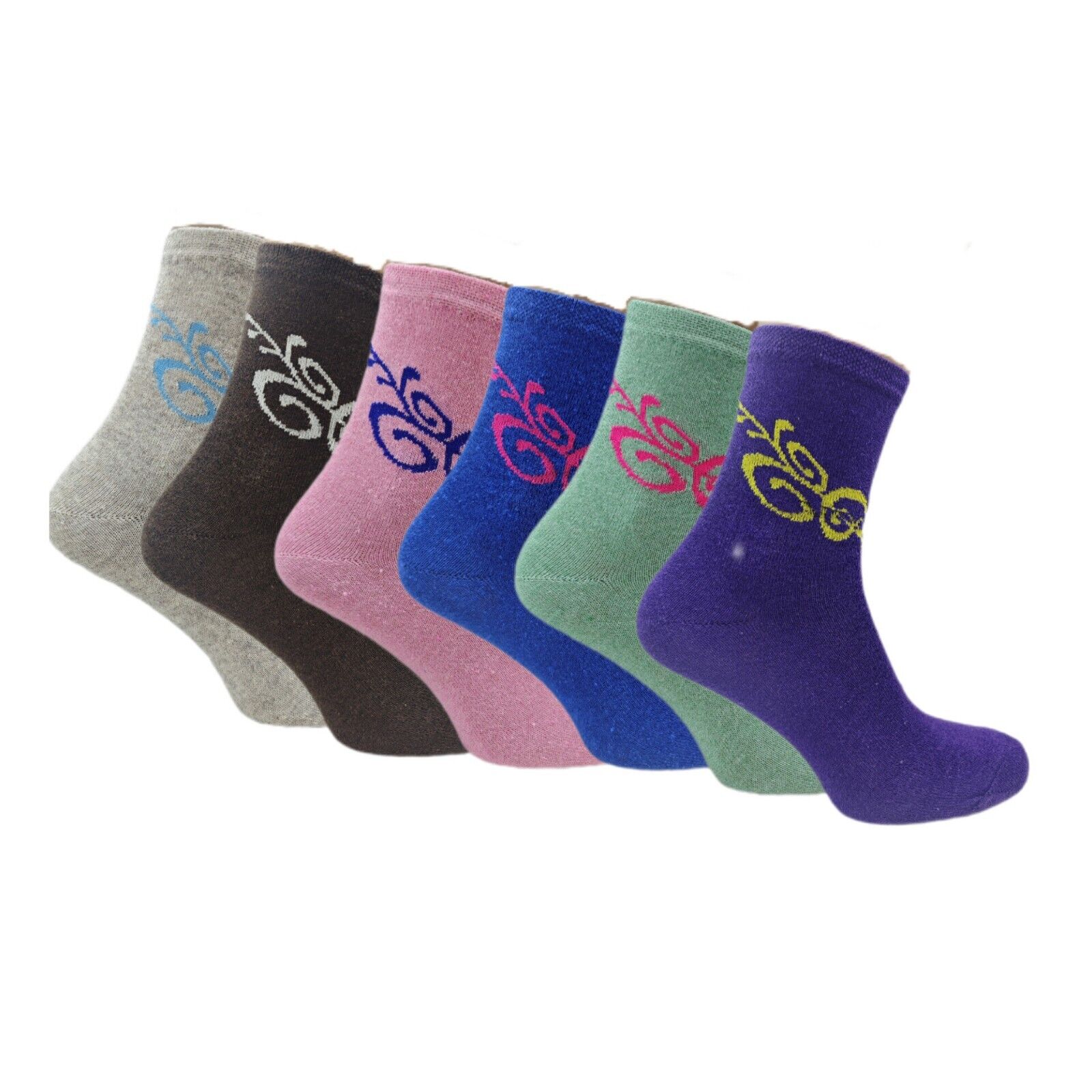 Set of 6 Pairs Women’s Tattoo Pattern Socks – Stylish & Comfortable Crew Socks