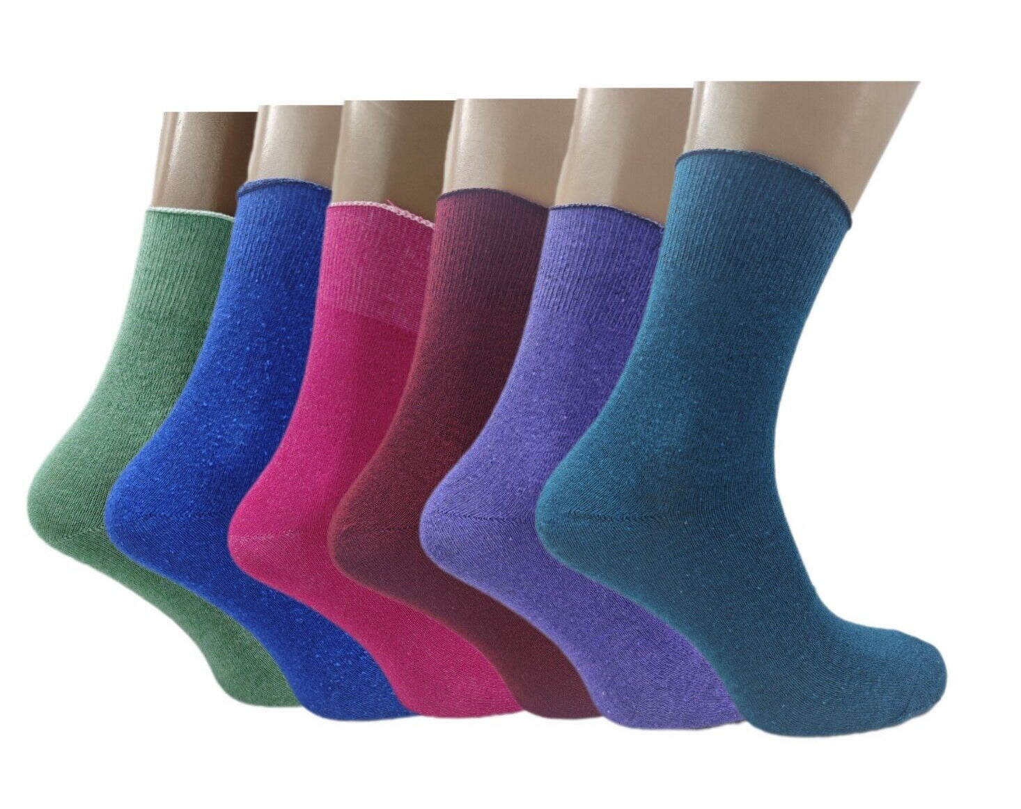 Set of 6 Pairs Women’s Colorful Soft Rubber Sole Socks – Comfortable, Non-Slip G